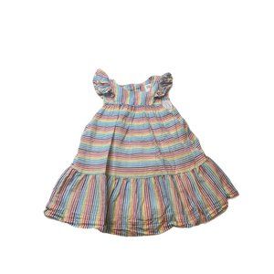 Baby Gap Girls Rainbow Striped Dress Ruffled Cap Sleeves Cotton Sundress Size 2